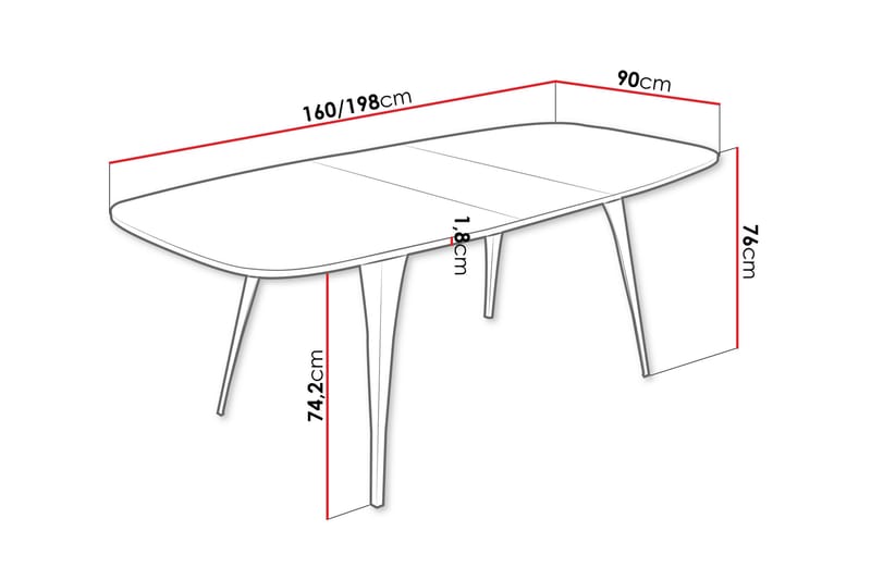 Fritzger Uttrekkbart Rektangulært Spisebord 160 cm med Marmor- og Metallutseende - Svart - Møbler - Bord - Marmorbord