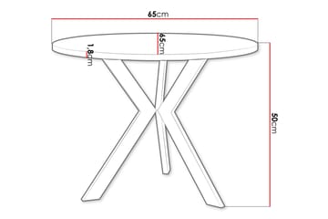 Froma 65 cm Rundt Sofabord med Kryssede Ben i Mørkt Tre - Brun|Svart - Møbler - Bord - Sofabord & salongbord