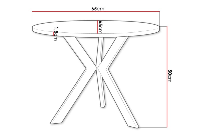 Froma 65 cm Rundt Sofabord med Kryssede Ben i Mørkt Tre - Brun|Svart - Møbler - Bord - Sofabord & salongbord