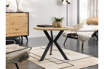 Froma 65 cm Rundt Sofabord med Kryssede Ben i Mørkt Tre - Brun|Svart - Møbler - Bord - Sofabord & salongbord