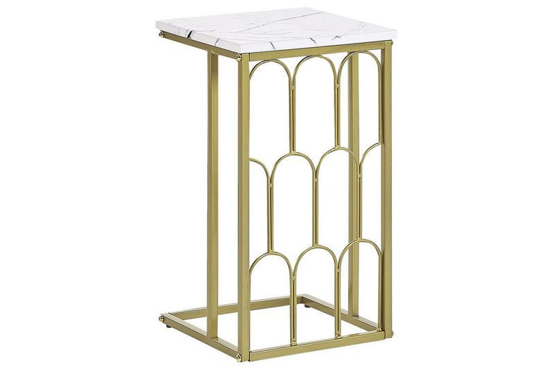 Fuller Rektangulært Sofabord 30 cm i Marmor med Metallstativ - Hvit - Møbler - Bord - Marmorbord