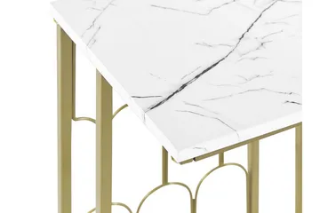 Fuller Rektangulært Sofabord 30 cm i Marmor med Metallstativ - Hvit - Møbler - Bord - Marmorbord