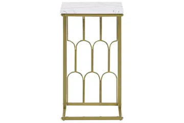 Fuller Rektangulært Sofabord 30 cm i Marmor med Metallstativ - Hvit - Møbler - Bord - Marmorbord
