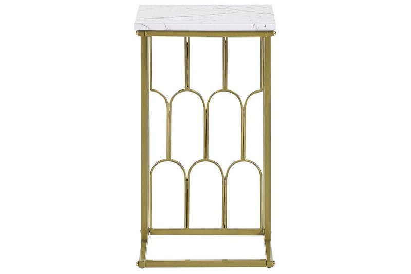 Fuller Rektangulært Sofabord 30 cm i Marmor med Metallstativ - Hvit - Møbler - Bord - Marmorbord