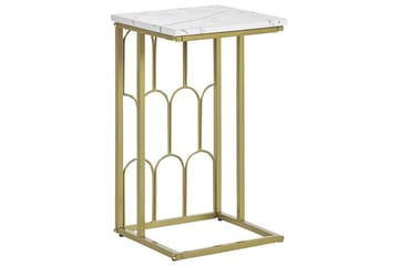 Fuller Rektangulært Sofabord 30 cm i Marmor med Metallstativ - Hvit - Møbler - Bord - Marmorbord