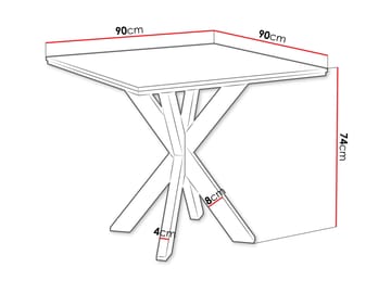 Fynrel Spisebord 90 cm Kvadratisk - Svart/Grå - Møbler - Bord - Spisebord & kjøkkenbord