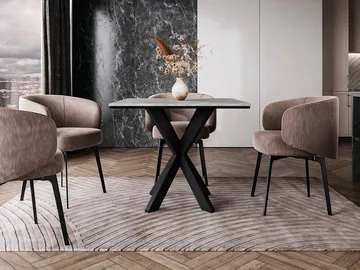 Fynrel Spisebord 90 cm Kvadratisk - Svart/Grå - Møbler - Bord - Spisebord & kjøkkenbord