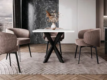 Fynrel Spisebord 90 cm Kvadratisk - Svart/Hvit - Møbler - Bord - Spisebord & kjøkkenbord