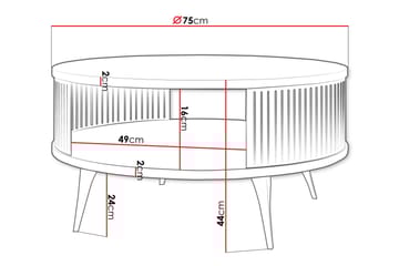 Galia Sofabord 75 cm - Gull/Hvit - Møbler - Bord - Sofabord & salongbord