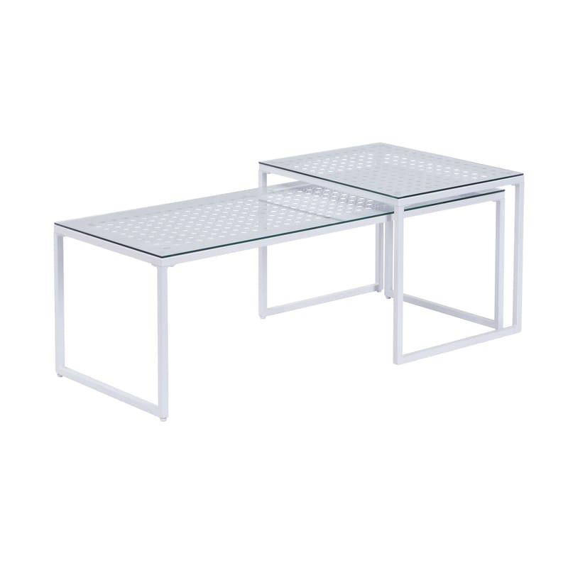 Galilo settbord 100 cm sett med 2 - Gjennomsiktig og matt hvit - Møbler - Bord - Sofabord & salongbord