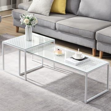 Galilo settbord 100 cm sett med 2 - Gjennomsiktig og matt hvit - Møbler - Bord - Sofabord & salongbord