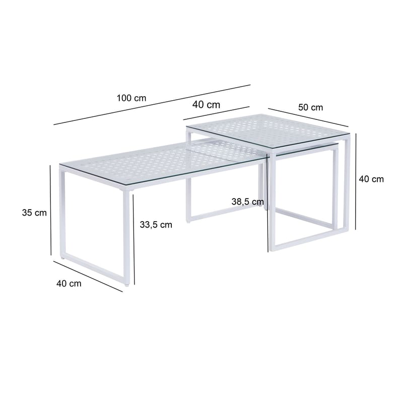 Galilo settbord 100 cm sett med 2 - Gjennomsiktig og matt hvit - Møbler - Bord - Sofabord & salongbord