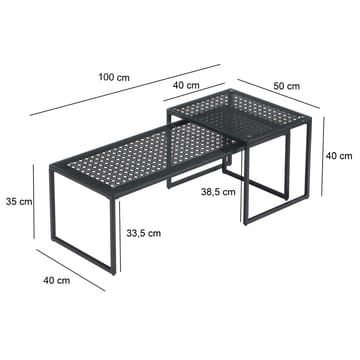 Galilo settbord 100 cm sett med 2 - Gjennomsiktig og matt svart - Møbler - Bord - Sofabord & salongbord