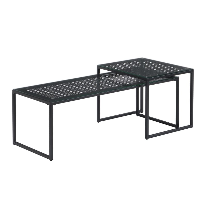 Galilo settbord 100 cm sett med 2 - Gjennomsiktig og matt svart - Møbler - Bord - Sofabord & salongbord