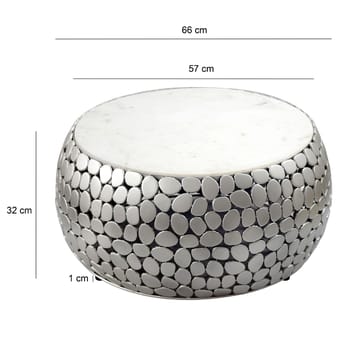 Galino sofabord 66 cm - hvit og sølvfarget - Møbler - Bord - Marmorbord
