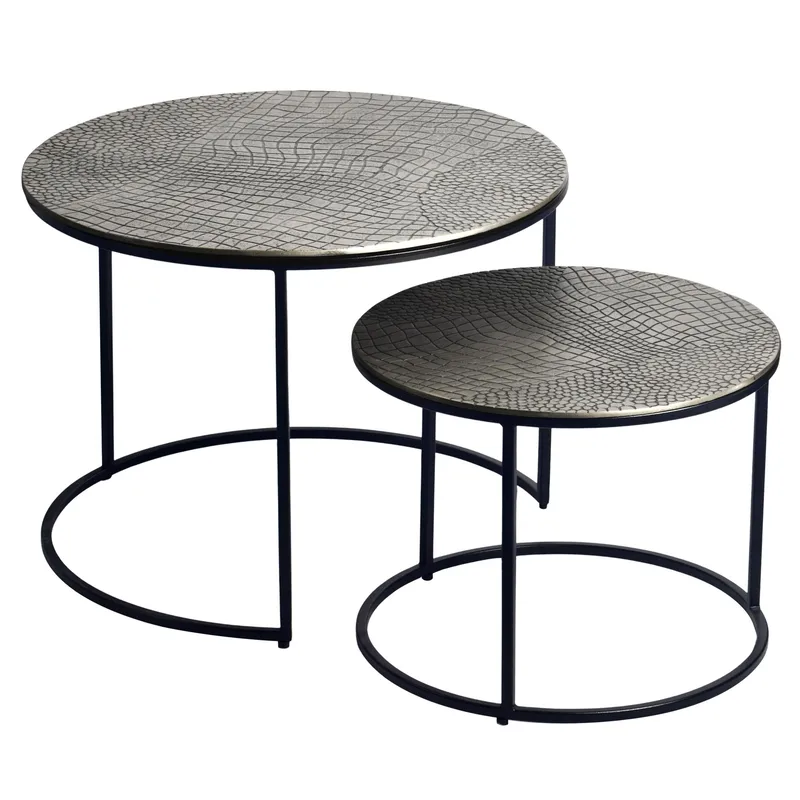 Galova Sofabord 60 cm Sett med 2, Gull og svart