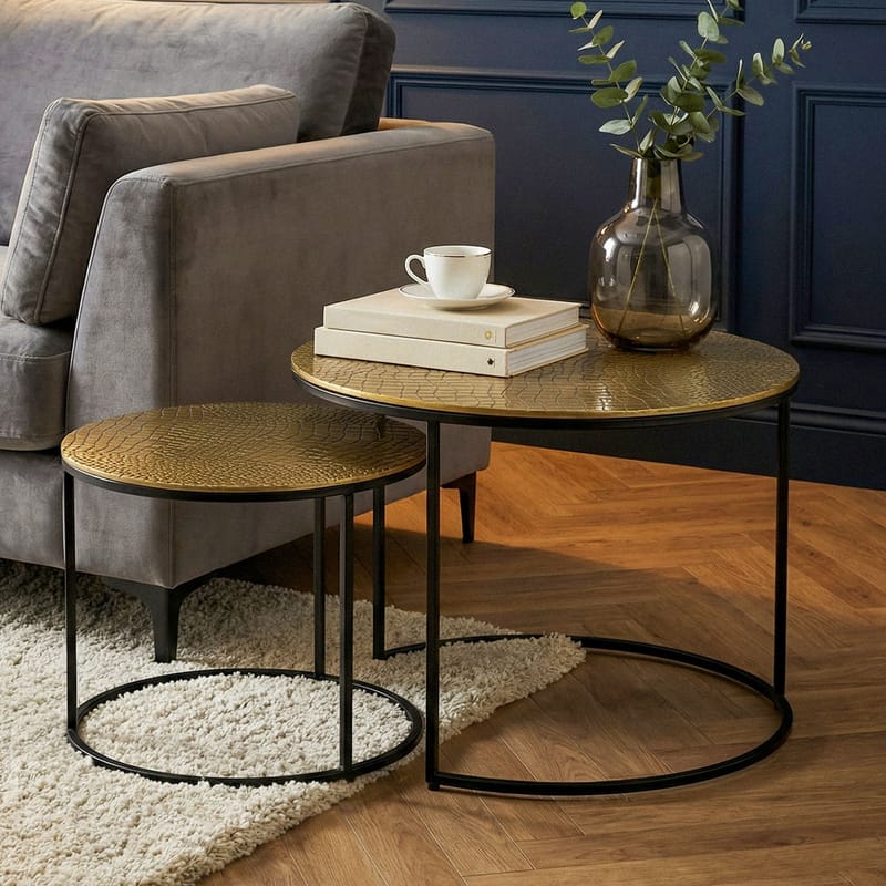 Galova sofabord 60 cm sett med 2 - Sølvfarget og svart - Møbler - Bord - Sofabord & salongbord