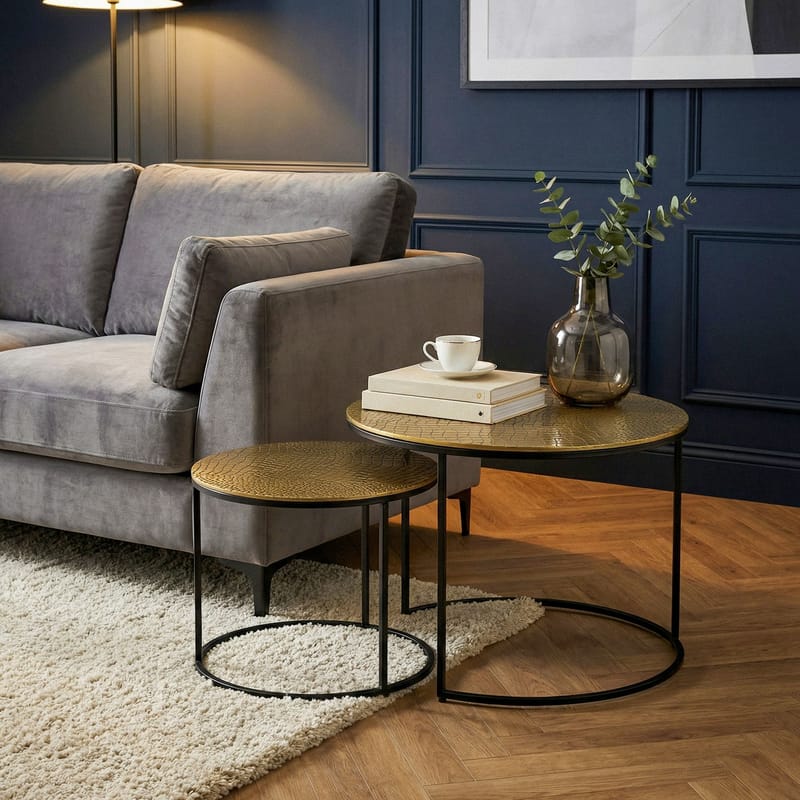 Galova sofabord 60 cm sett med 2 - Sølvfarget og svart - Møbler - Bord - Sofabord & salongbord