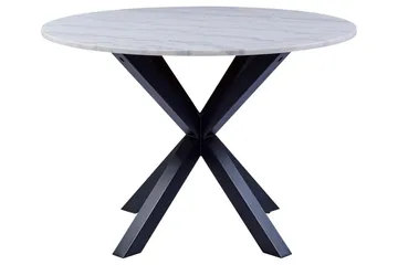 Ganesh Rundt Spisebord 110 cm med Marmorplate og Metalllook - Hvit - Møbler - Bord - Marmorbord