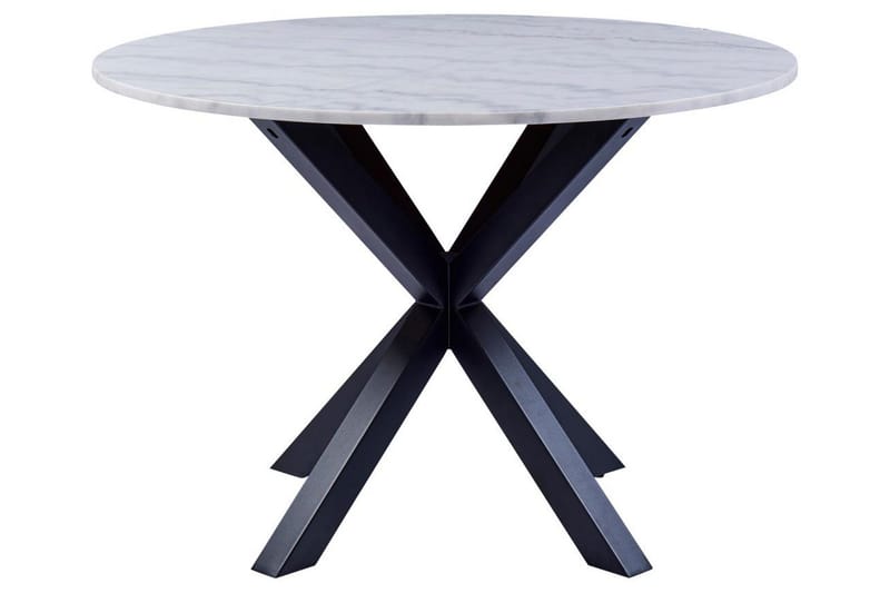 Ganesh Rundt Spisebord 110 cm med Marmorplate og Metalllook - Hvit - Møbler - Bord - Marmorbord