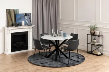 Ganesh Rundt Spisebord 110 cm med Marmorplate og Metalllook - Hvit - Møbler - Bord - Marmorbord