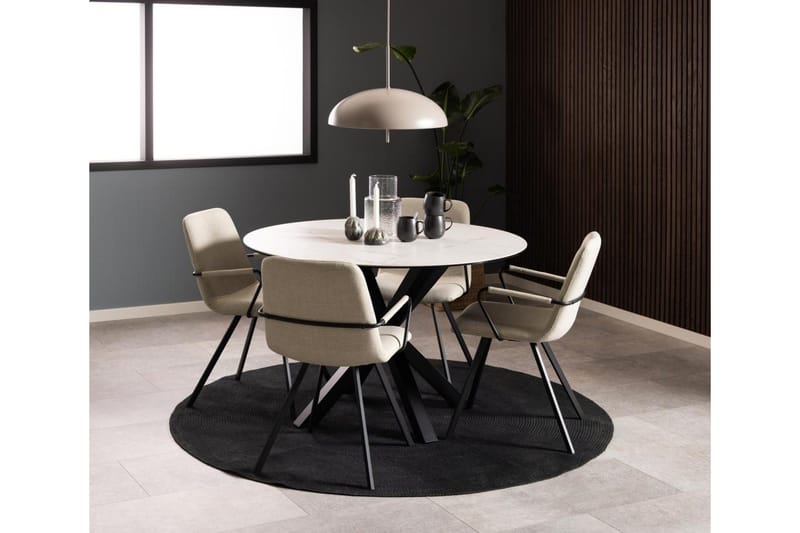 Ganesh Spisebord 119 cm Rundt - Hvit - Møbler - Bord - Spisebord & kjøkkenbord