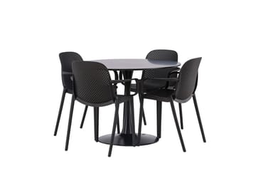 Glade Matgruppe 100 cm Rund med 4 Baltimore stoler - Sort - Møbler - Bord - Spisegruppe
