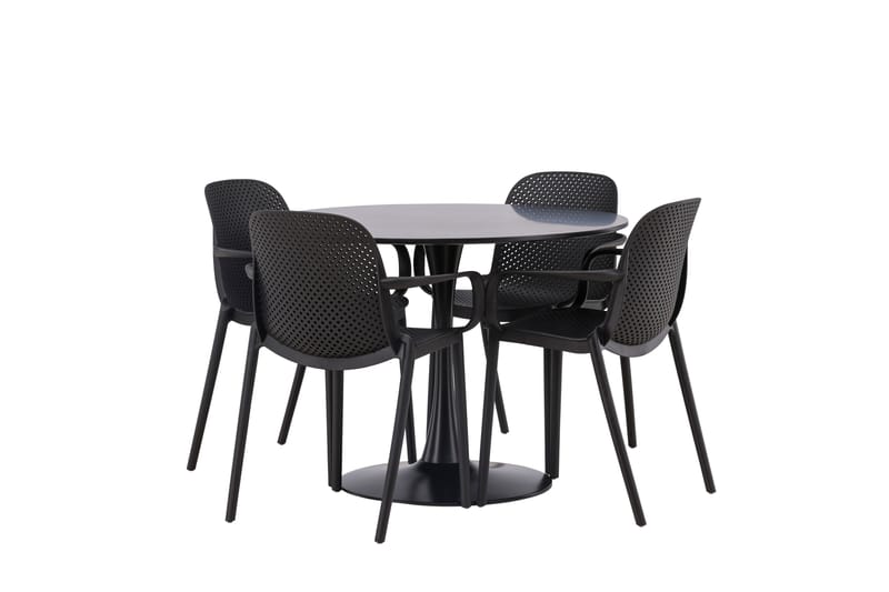 Glade Matgruppe 100 cm Rund med 4 Baltimore stoler - Sort - Møbler - Bord - Spisegruppe