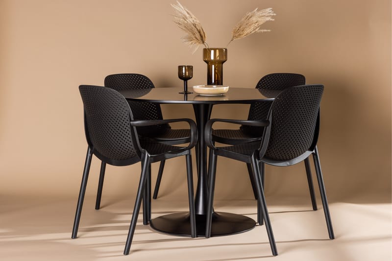 Glade Matgruppe 100 cm Rund med 4 Baltimore stoler - Sort - Møbler - Bord - Spisegruppe