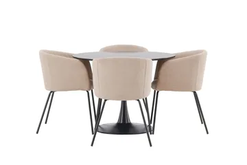Glade Matgruppe 100 cm Rund med 4 Berit stoler - Beige - Møbler - Bord - Spisegruppe