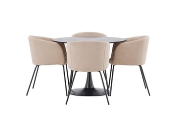 Glade Matgruppe 100 cm Rund med 4 Berit stoler - Beige - Møbler - Bord - Spisegruppe