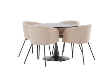 Glade Matgruppe 100 cm Rund med 4 Berit stoler - Beige - Møbler - Bord - Spisegruppe