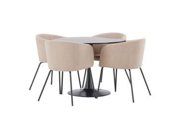 Glade Matgruppe 100 cm Rund med 4 Berit stoler - Beige - Møbler - Bord - Spisegruppe