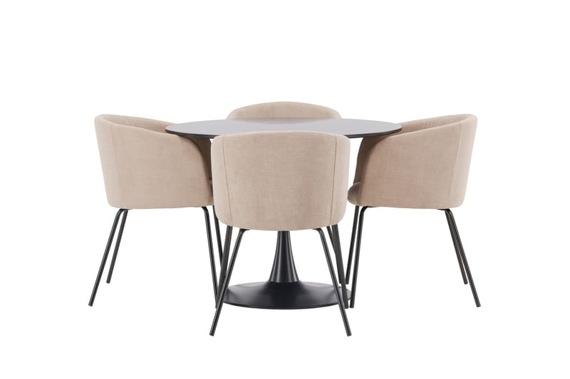 Glade Matgruppe 100 cm Rund med 4 Berit stoler, Beige