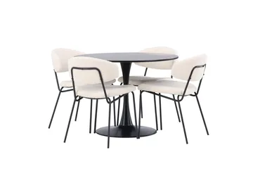 Glade Matgruppe 100 cm Rund med 4 Chico Stoler - Sort - Møbler - Bord - Spisegruppe
