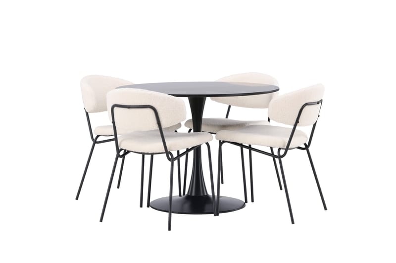 Glade Matgruppe 100 cm Rund med 4 Chico Stoler - Sort - Møbler - Bord - Spisegruppe