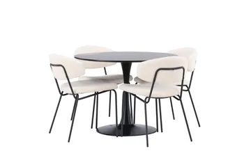 Glade Matgruppe 100 cm Rund med 4 Chico Stoler - Sort - Møbler - Bord - Spisegruppe