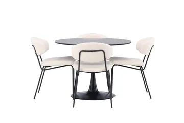 Glade Matgruppe 100 cm Rund med 4 Chico Stoler - Sort - Møbler - Bord - Spisegruppe