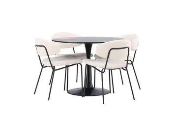 Glade Matgruppe 100 cm Rund med 4 Chico Stoler - Sort - Møbler - Bord - Spisegruppe