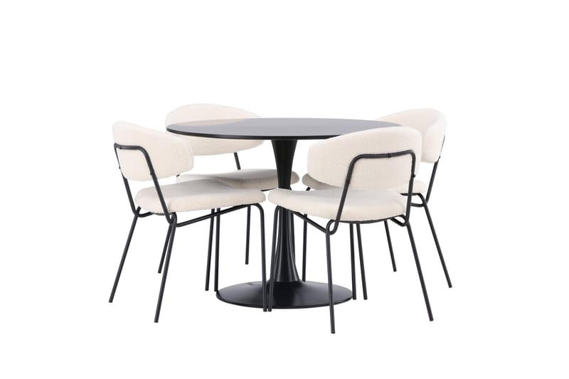 Glade Matgruppe 100 cm Rund med 4 Chico Stoler - Sort - Møbler - Bord - Spisegruppe