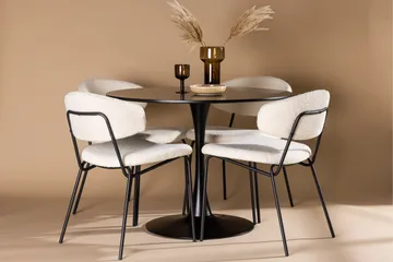 Glade Matgruppe 100 cm Rund med 4 Chico Stoler - Sort - Møbler - Bord - Spisegruppe
