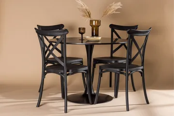 Glade Matgruppe 100 cm Rund med 4 Crosett stoler - Sort - Møbler - Bord - Spisegruppe