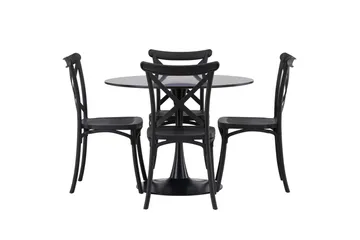 Glade Matgruppe 100 cm Rund med 4 Crosett stoler - Sort - Møbler - Bord - Spisegruppe