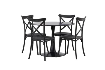 Glade Matgruppe 100 cm Rund med 4 Crosett stoler - Sort - Møbler - Bord - Spisegruppe