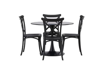 Glade Matgruppe 100 cm Rund med 4 Crosett stoler - Sort - Møbler - Bord - Spisegruppe