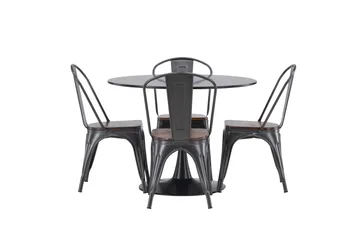 Glade Matgruppe 100 cm Rund med 4 Tempe stoler - Mørk grå - Møbler - Bord - Spisegruppe