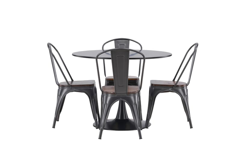 Glade Matgruppe 100 cm Rund med 4 Tempe stoler - Mørk grå - Møbler - Bord - Spisegruppe