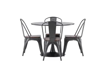 Glade Matgruppe 100 cm Rund med 4 Tempe stoler - Mørk grå - Møbler - Bord - Spisegruppe