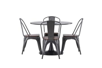 Glade Matgruppe 100 cm Rund med 4 Tempe stoler - Mørk grå - Møbler - Bord - Spisegruppe