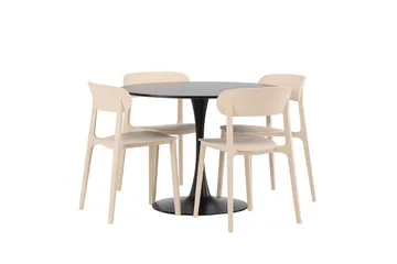 Glade Spisegruppe 100 cm Rund med 4 Åstol Stoler - Beige - Møbler - Bord - Spisegruppe